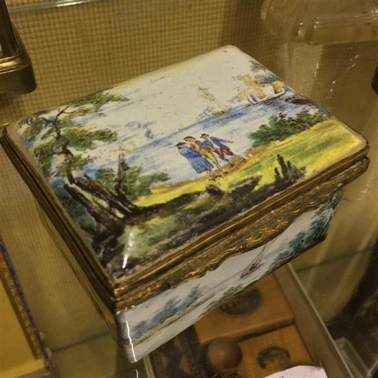 French 19th century porcelain painted box(-)